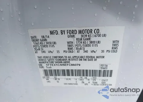 2014 Ford F-150 Stx из США, поврежденный, VIN 1FTEX1CM5EFC86079